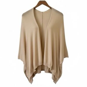Adagio Italy Tan Short Sleeve Cashmere and Silk Open Cardigan Knit Sweater